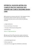 DIFFERENTIAL DIAGNOSIS MIDTERM 2026&NewLine;COMPLETE PRACTICE QUESTIONS WITH&NewLine;ANSWERS AND CLINICAL REASONING REVIEW&NewLine;GUIDE&NewLine;