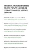 DIFFERENTIAL DIAGNOSIS MIDTERM 2026&NewLine;PRACTICE TEST WITH ANSWERS AND&NewLine;SYSTEMATIC DIAGNOSTIC APPROACH&NewLine;QUESTIONS