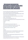 Michigan Residential Builder License Exam Test Bank 1000&plus; Questions and Answers 2026&sol;2027