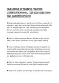 DIMENSIONS OF NURSING PRACTICE&NewLine;CERTIFICATION FINAL TEST 2026 QUESTIONS&NewLine;AND ANSWERS UPDATED
