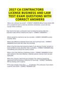 2027 CA Contractors License Business and Law Exam Questions and Correct Answers&NewLine;