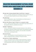 DISASTER MANAGEMENT ACTUAL EXAM&NewLine;PAPER 2026 QUESTIONS WITH ANSWERS&NewLine;GRADED A&plus;&NewLine;