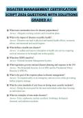 DISASTER MANAGEMENT CERTIFICATION&NewLine;SCRIPT 2026 QUESTIONS WITH SOLUTIONS&NewLine;GRADED A&plus;
