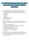 DISASTER MANAGEMENT FINAL TEST 2026&NewLine;QUESTIONS WITH CORRECT ANSWERS&NewLine;GRADED A&plus;