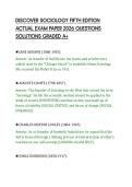 DISCOVER SOCIOLOGY FIFTH EDITION&NewLine;ACTUAL EXAM PAPER 2026 QUESTIONS&NewLine;SOLUTIONS GRADED A&plus;