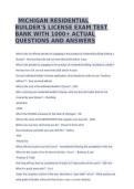 Michigan Residential Builder License Exam Test Bank 1000&plus; Questions and Answers 2026&sol;2027&NewLine;