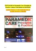 Paramedic Care&colon; Principles & Practice&comma; Volume 2&comma; 5th Edition &vert; Comprehensive Test Bank&semi; Complete Practice Questions & Answers
