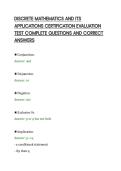 DISCRETE MATHEMATICS AND ITS&NewLine;APPLICATIONS CERTIFICATION EVALUATION&NewLine;TEST COMPLETE QUESTIONS AND CORRECT&NewLine;ANSWERS