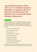 American Board of Surgical Assistants &lpar;ABSA&rpar; &lpar;SA-C&rpar; Certification Examination - 2026 Edition&vert; A Comprehensive Review of 450 Practice Test Bank Questions with Multichoice Answers with Detailed Clinical Rationales&vert; Guaranteed pass&NewLine;