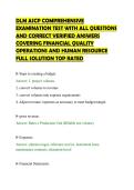 DLM ASCP COMPREHENSIVE&NewLine;EXAMINATION TEST WITH ALL QUESTIONS&NewLine;AND CORRECT VERIFIED ANSWERS&NewLine;COVERING FINANCIAL QUALITY&NewLine;OPERATIONS AND HUMAN RESOURCE&NewLine;FULL SOLUTION TOP RATED