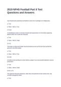 2019 NFHS Football Part II Test Questions and Answers