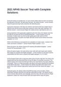 2021 NFHS Soccer Test with Complete Solutions