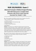 NUR265 &sol; NUR 265 Exam 2 Advanced Concepts in Medical-Surgical Nursing &lpar;2026-2028 Guide&rpar; &vert; 50 NCLEX-Style Questions with Detailed Rationales &vert; Graded A&plus; Galen