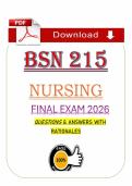 BSN 215 Final Exam &lpar;PDF&rpar; &vert; &lpar;2026&rpar; &vert; Nursing Questions &vert; Nursing Review &lpar;Chamberlain&rpar;