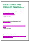 2026 CRCR Exam Prep Questions and Answers &vert; Certified Revenue Cycle Representative HFMA