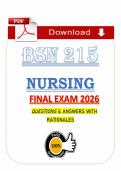 BSN 215 Final Exam &lpar;PDF&rpar; &vert; &lpar;2026&rpar; &vert; Pharmacology Questions &vert; Pharmacology I &lpar;Nightingale&rpar;