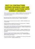 2027 CA Contractors License Business and Law Exam Questions and Correct Answers&NewLine;