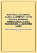 FOOD HANDLER'S STUDY GUIDE COMPLETE EXAM PREP WITH PRACTICE QUESTIONS&comma; ANSWERS AND COMPREHENSIVE FOOD SAFETY REVIEW