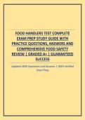 FOOD HANDLERS TEST COMPLETE EXAM PREP STUDY GUIDE WITH PRACTICE QUESTIONS&comma; ANSWERS AND COMPREHENSIVE FOOD SAFETY REVIEW