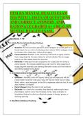 HESI RN MENTAL HEALTH EXAM &NewLine;2026 WITH 1-100 EXAM QUESTIONS &NewLine;AND CORRECT ANSWERS  AND &NewLine;RATIONALE GRADED A&plus; &vert;&vert; REAL RN &NewLine;MENTAL HEALTH EXAM 