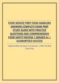FOOD SERVICE PREP FOOD HANDLERS ANSWERS COMPLETE EXAM PREP STUDY GUIDE WITH PRACTICE QUESTIONS AND COMPREHENSIVE FOOD SAFETY REVIEW