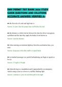 DMV PERMIT TEST BANK 2026 STUDY&NewLine;GUIDE QUESTIONS AND SOLUTIONS&NewLine;ACCURATE ANSWERS VERIFIED A&plus;