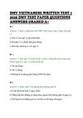 DMV VIETNAMESE WRITTEN TEST 1&NewLine;2026 DMV TEST PAPER QUESTIONS&NewLine;ANSWERS GRADED A&plus;&NewLine;