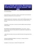Intro&period; to Health Information Management &lpar;Final Exam&rpar; with correct answers 100&percnt; 2026
