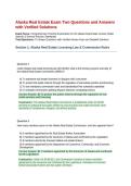 Alaska Real Estate Exam Two Questions and Answers with Verified Solutions&period; 70