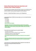 Alaska Real Estate Final Exam Questions and Answers with Verified Solutions&period; 