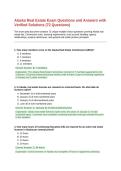 Alaska Real Estate Exam Questions and Answers with Verified Solutions&period;