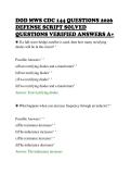 DOD MWS CDC 144 QUESTIONS 2026&NewLine;DEFENSE SCRIPT SOLVED&NewLine;QUESTIONS VERIFIED ANSWERS A&plus;&NewLine;