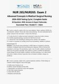 NUR265 &sol; NUR 265 Exam 2 Advanced Concepts in Medical-Surgical Nursing Study Pack &vert; 3 Unique Scrambled Sets with Detailed Rationales &vert; Graded A&plus; Material Galen