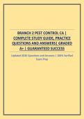 BRANCH 2 PEST CONTROL CA &vert; COMPLETE STUDY GUIDE&comma; PRACTICE QUESTIONS AND ANSWERS