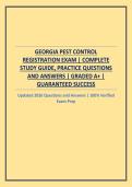 GEORGIA PEST CONTROL REGISTRATION EXAM &vert; COMPLETE STUDY GUIDE&comma; PRACTICE QUESTIONS AND ANSWERS