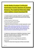 Florida Medical Assistant Certification&NewLine;Examination Practice Questions & &lbrack;Verified&NewLine;Answers&rsqb;&comma; Plus Explained Rationales&vert;2026&NewLine;Latest Update&vert; Instant Download PDF&NewLine;
