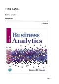 Test Bank for Business Analytics 3rd Edition by James Evans &vert; Complete Questions and Answers