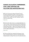 DOSAGE CALCULATION COMPREHENSIVE&NewLine;STUDY GUIDE QUESTIONS AND&NewLine;SOLUTIONS 2026 MASTER REVIEW PACK&NewLine;