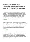 DOSAGE CALCULATION FINAL&NewLine;ASSESSMENT PREPARATION PAPER 2026&NewLine;HIGH YIELD CONCEPTS AND ANSWERS&NewLine;