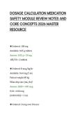 DOSAGE CALCULATION MEDICATION&NewLine;SAFETY MODULE REVIEW NOTES AND&NewLine;CORE CONCEPTS 2026 MASTER&NewLine;RESOURCE