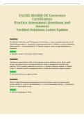 FACHE BOARD OF Governors&NewLine;Certification&NewLine;Practice Assessment Questions and&NewLine;Answers&NewLine;Verified Solutions Latest Update