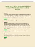FACHE ACHE BOG TEST Questions and&NewLine;Answers Verified Solutions Latest&NewLine;Update