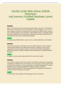 FACHE ACHE BOG FINAL PAPER&NewLine;Questions&NewLine;and Answers Verified Solutions Latest&NewLine;Update