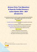 Arizona Civics Test &vert;Questions & Expertly Verified Answers &vert; Latest Update 2026 &ndash; 2027 &lpar;Graded A&plus;&rpar;&NewLine;