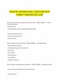 PEDIATRIC NURSING EXAM 2 QUESTIONS WITH CORRECT ANSWERS 2025-2026