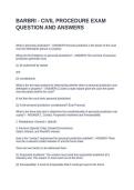 BARBRI - CIVIL PROCEDURE EXAM QUESTION AND ANSWERS