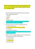 Alberta Plumber Apprenticeship Exam Practice Questions And&NewLine;Correct Answers &lpar;Verified&rpar; Latest Update 2026&sol;2027 &lpar;Graded&NewLine;A&plus;&rpar; &vert; Guaranteed Pass&excl;&excl;