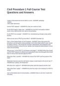 Civil Procedure 1 Full Course Test Questions and Answers