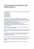 Civil Procedure Exam Questions with Verified Solutions