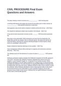 CIVIL PROCEDURE Final Exam Questions and Answers